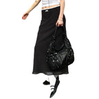 Damen Langer Rock mit stilvollem Punktedesign Sovae