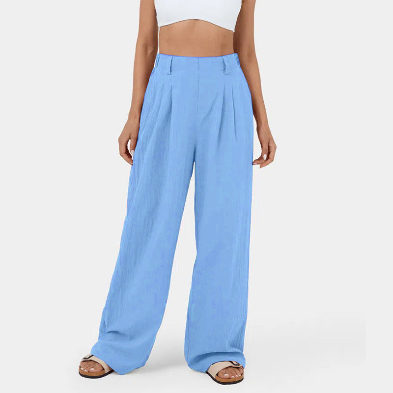 Damen Weite Hosen mit hohem Bund und eleganten Falten Sovae