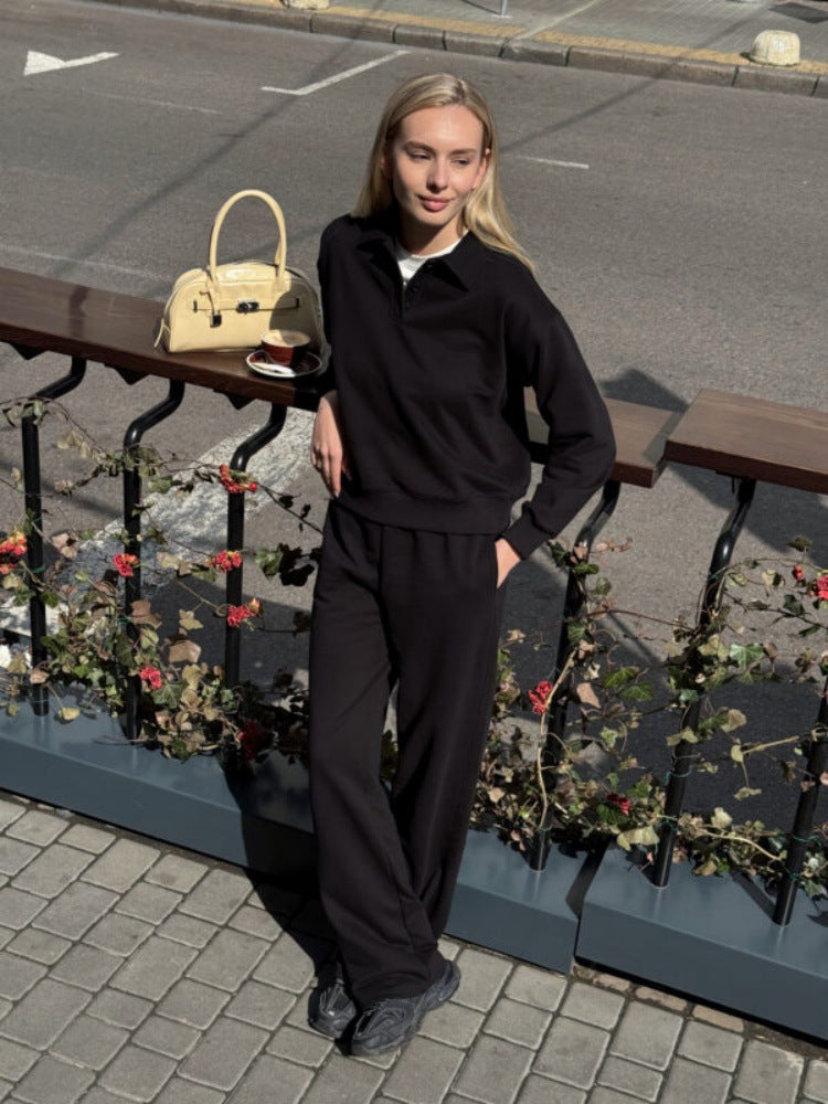 Damen Sportliches Loungewear-Set mit Polokragen Sovae