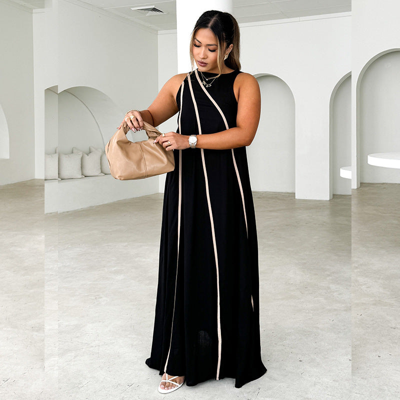 Damen Maxi-Kleid mit asymmetrischem Design und tiefem Ausschnitt Sovae