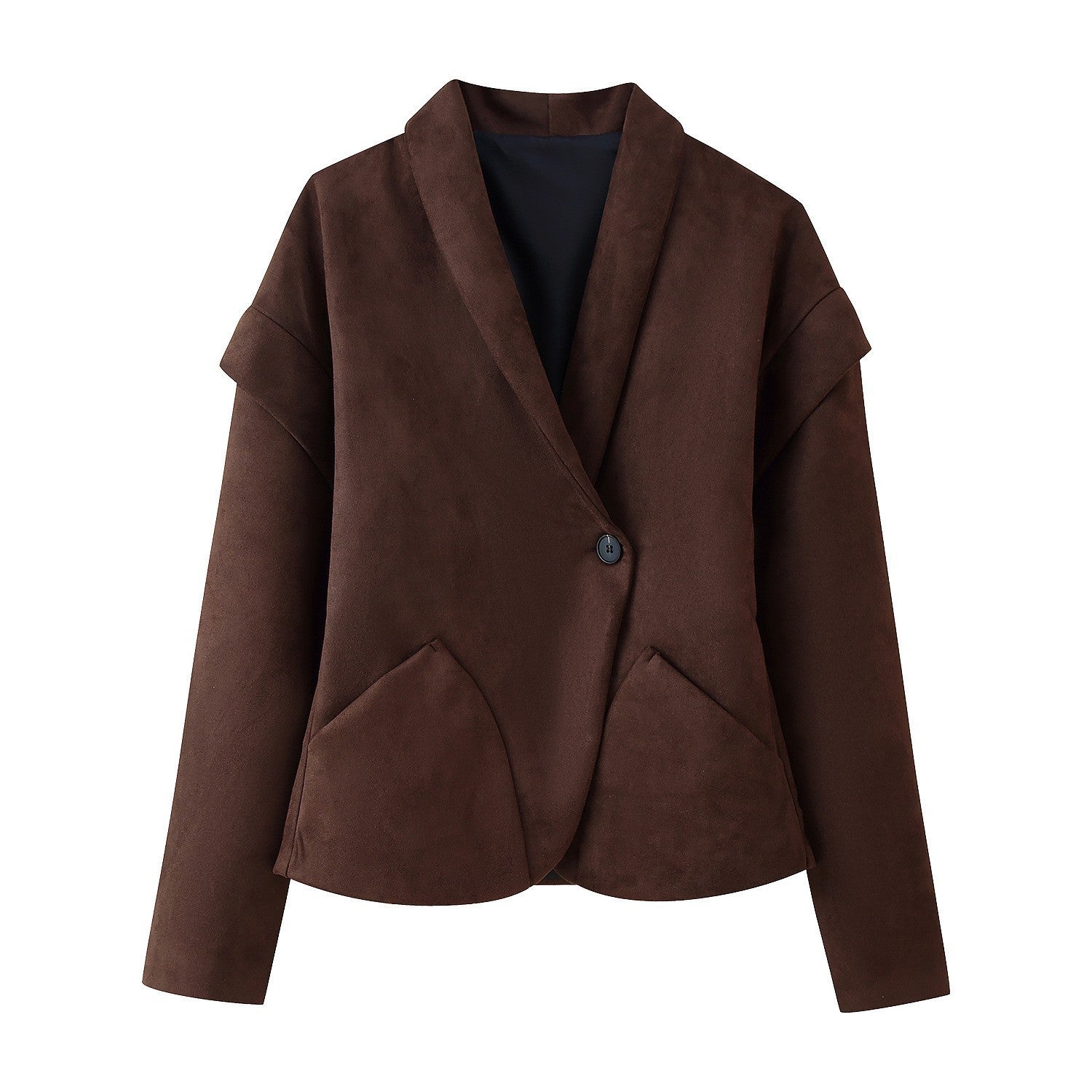 Damen moderne Blazerjacke mit strukturiertem Stoff und aufgesetzten Taschen Sovae