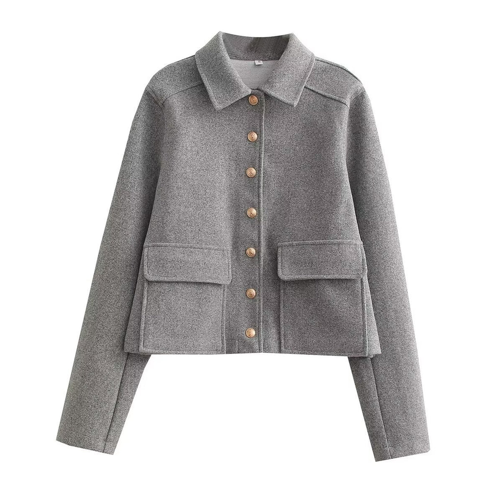 Damen modische Jacke mit praktischen Taschen Sovae