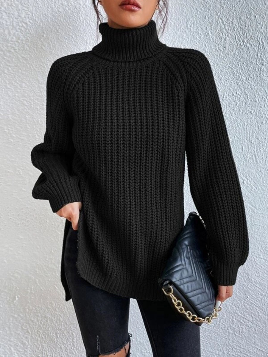 Damen gemütlicher Strickpullover mit Rollkragen und weitem Schnitt Sovae