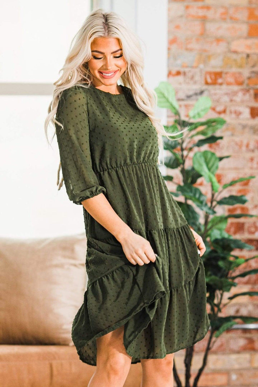Damen verspielt elegantes Maxikleid mit Rüschendetails Sovae