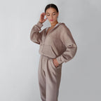Damen entspannter Fleece-Loungewear-Anzug mit Kapuze Sovae