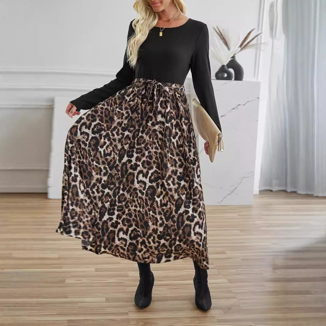 Damen Maxikleid mit eleganter Trachtenoptik und modischem Leoprint Sovae