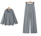 Damen lässiges Strickset mit hohem Kragen und weitem Schnitt Sovae