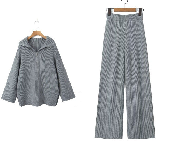 Damen lässiges Strickset mit hohem Kragen und weitem Schnitt Sovae