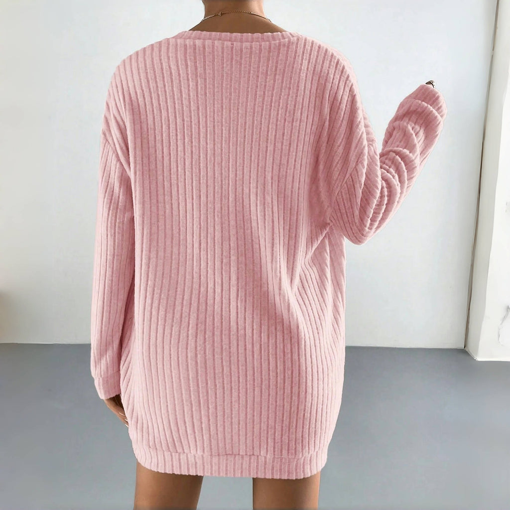 Damen Strick-Loungewear-Set mit langen Ärmeln und geripptem Design Sovae