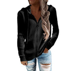 Damen lässige Strickjacke mit Kapuze und Rippenstruktur Sovae