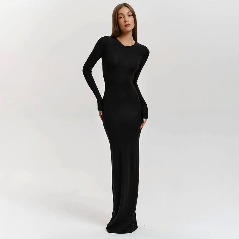 Damen Elegantes Langarm-Maxikleid mit figurformendem Schnitt und hohem Komfort Sovae