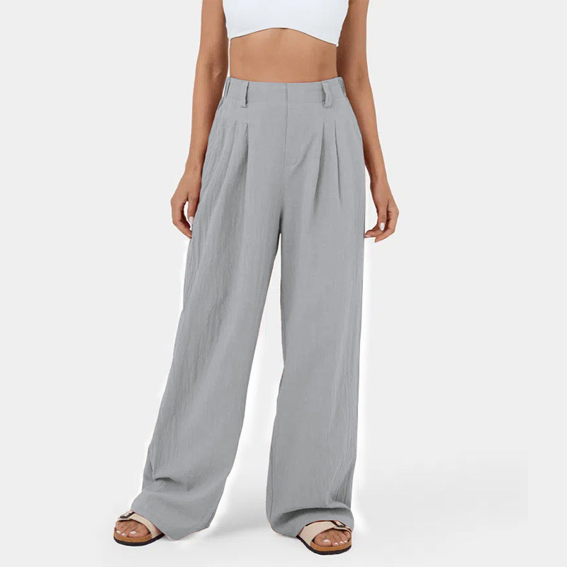 Damen Weite Hosen mit hohem Bund und eleganten Falten Sovae