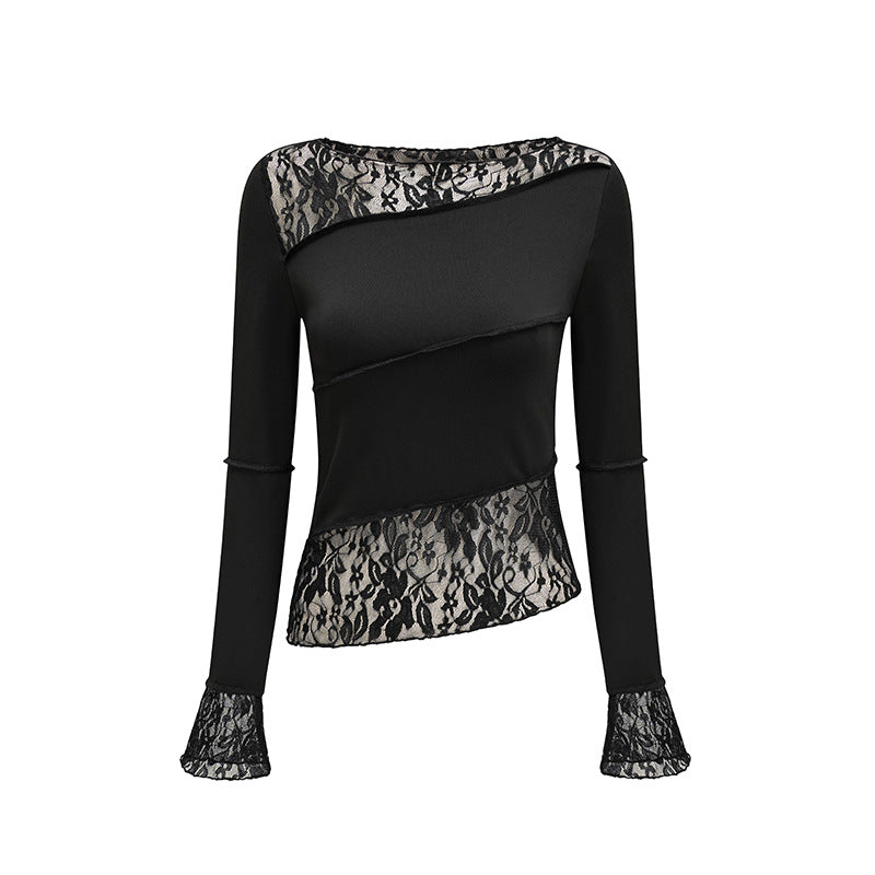 Damen elegantes Top mit Spitzeneinsatz Sovae