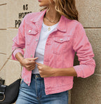 Damen Denim-Jacke im Vintage-Stil mit Taschen Sovae