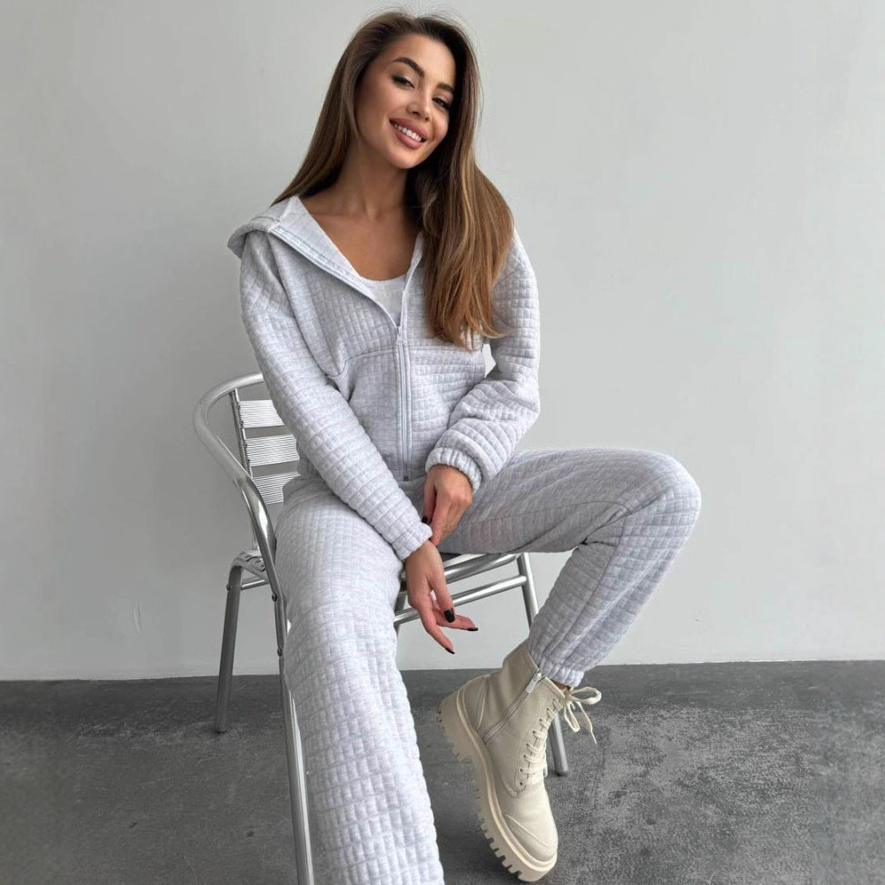Damen Komfortables Fleece-Loungewear-Set mit kapuzensweat Sovae