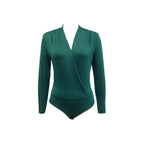 Damen Wickelbluse mit tiefem V-Ausschnitt und langen Ärmeln Sovae