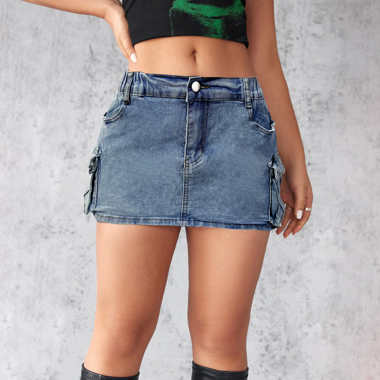 Damen Cargo Jeansrock Sovae
