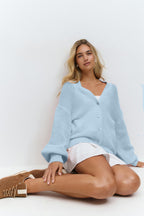 Damen Flauschiger V-Knopf Cardigan Sovae