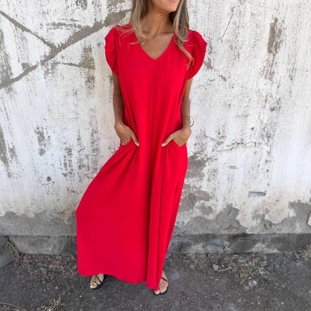 Damen lässiger Jumpsuit mit tierischem Druck und Taschen Sovae