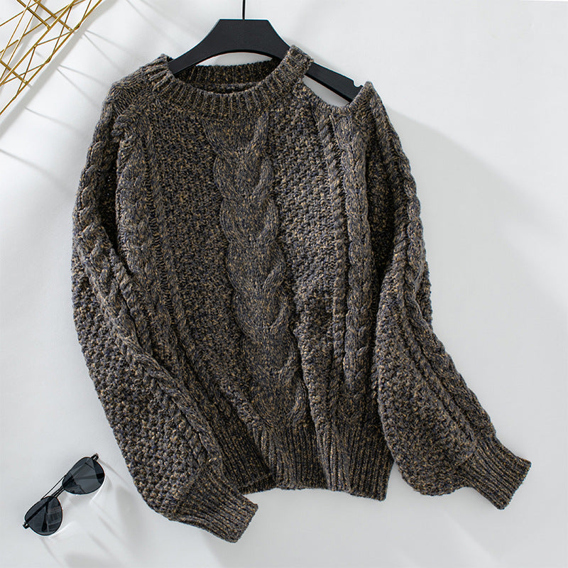 Damen Grobstrickpullover mit eleganter Struktur und modischen Puffärmeln Sovae