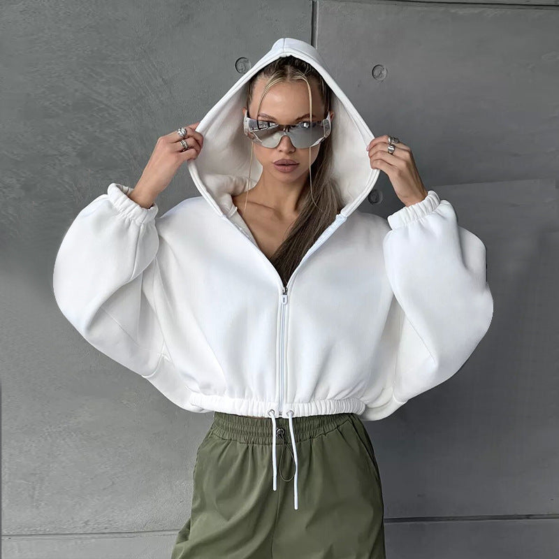 Damen Sportlicher Cropped Hoodie Sovae