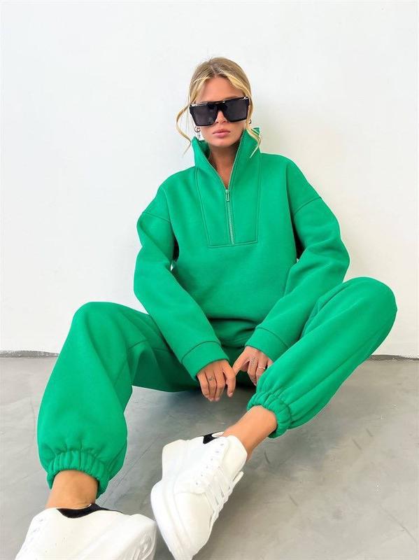 Damen Sportliche Pullover-Set mit hohem Kragen Sovae