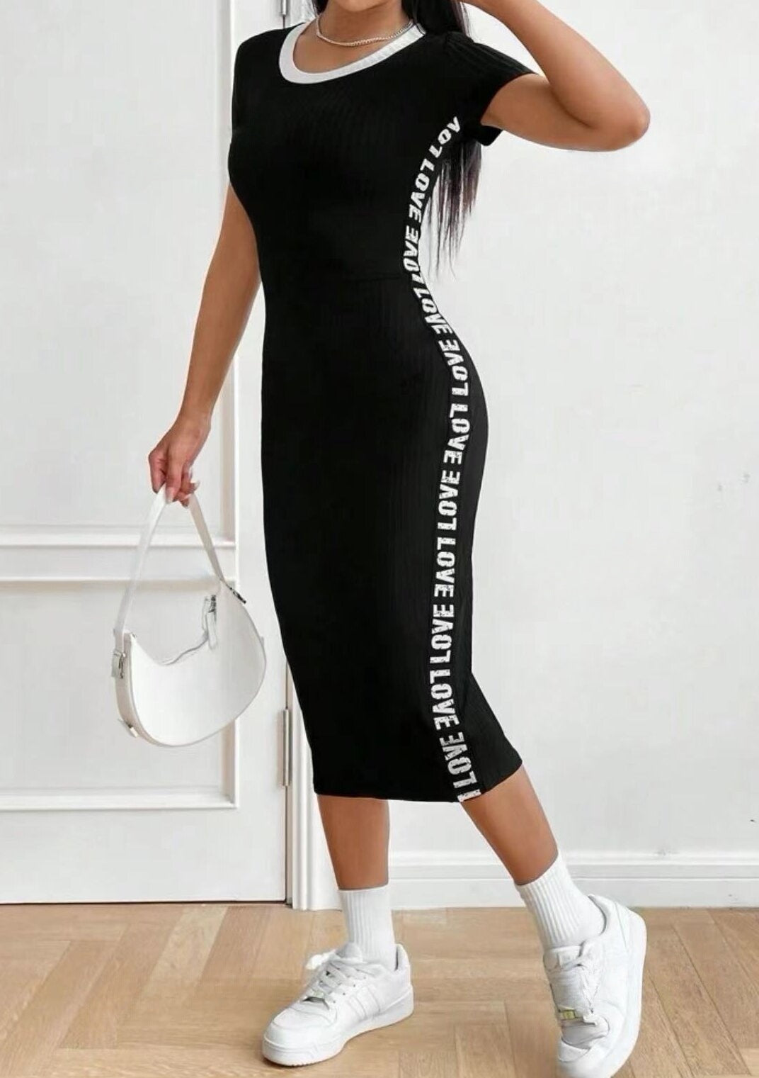 Damen Körperbetontes Midi-Kleid Sovae