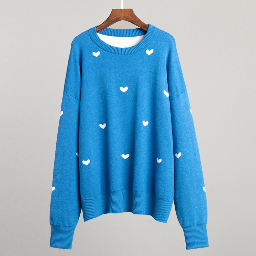 Damen Lässiger Pullover mit Herz-Muster Sovae