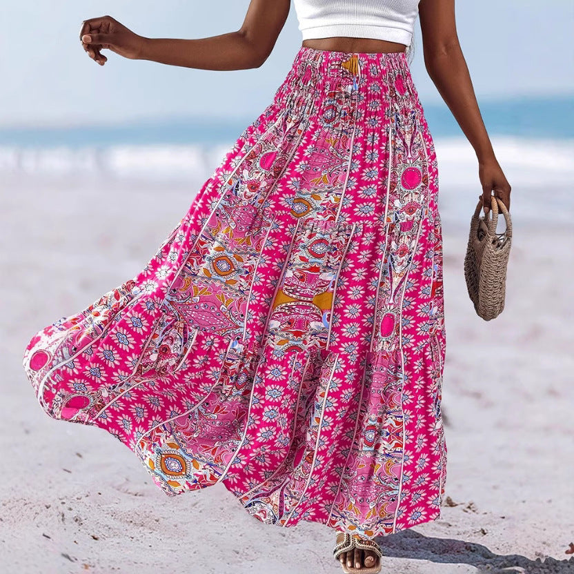 Damen luftiger Maxirock mit floralem Design Sovae