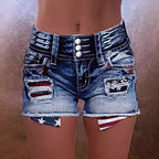 Damen Trendige High-Waist Jeans-Shorts mit fransigen Säumen Sovae