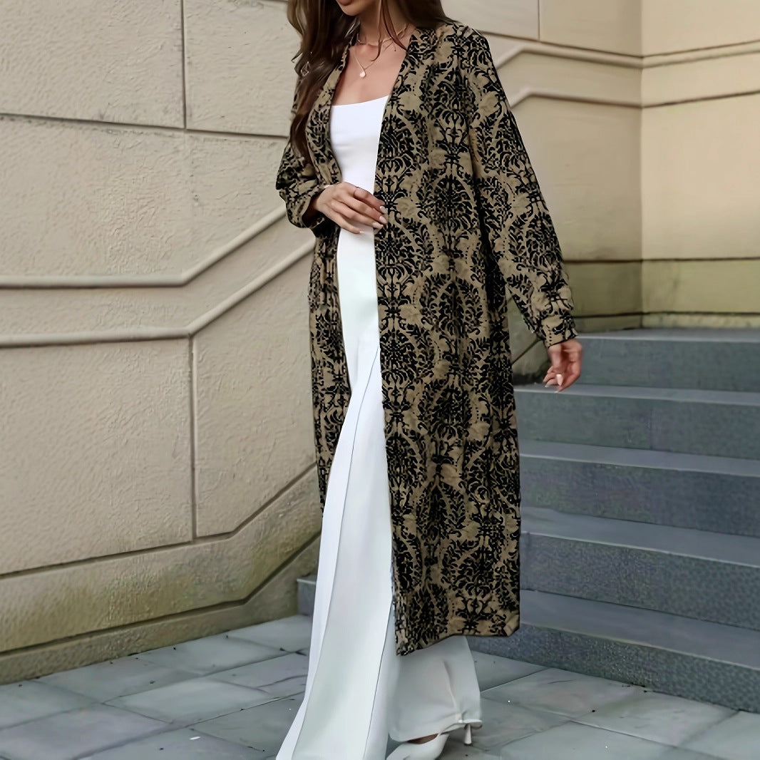 Damen Elegante Longjacke mit floralem Muster Sovae