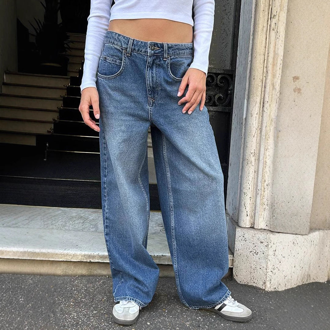 Damen Weite Jeans im Vintage-Stil Sovae