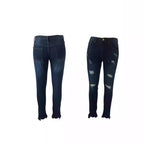 Damen Zerstörte Skinny Jeans mit hoch geschnittenem Bund und modischen Details Sovae