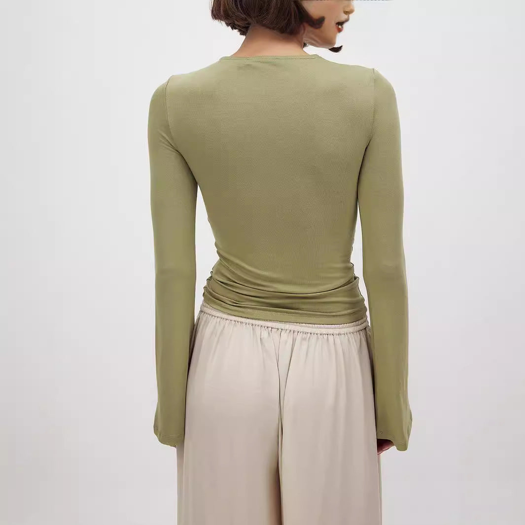 Damen Langarmshirt mit modernem Cut-Out und Knoten-Detail Sovae