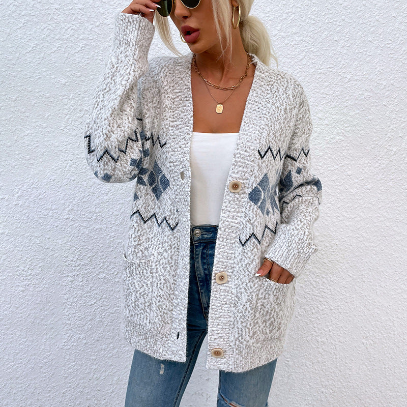 Damen Strickjacke mit klassischem Muster Sovae