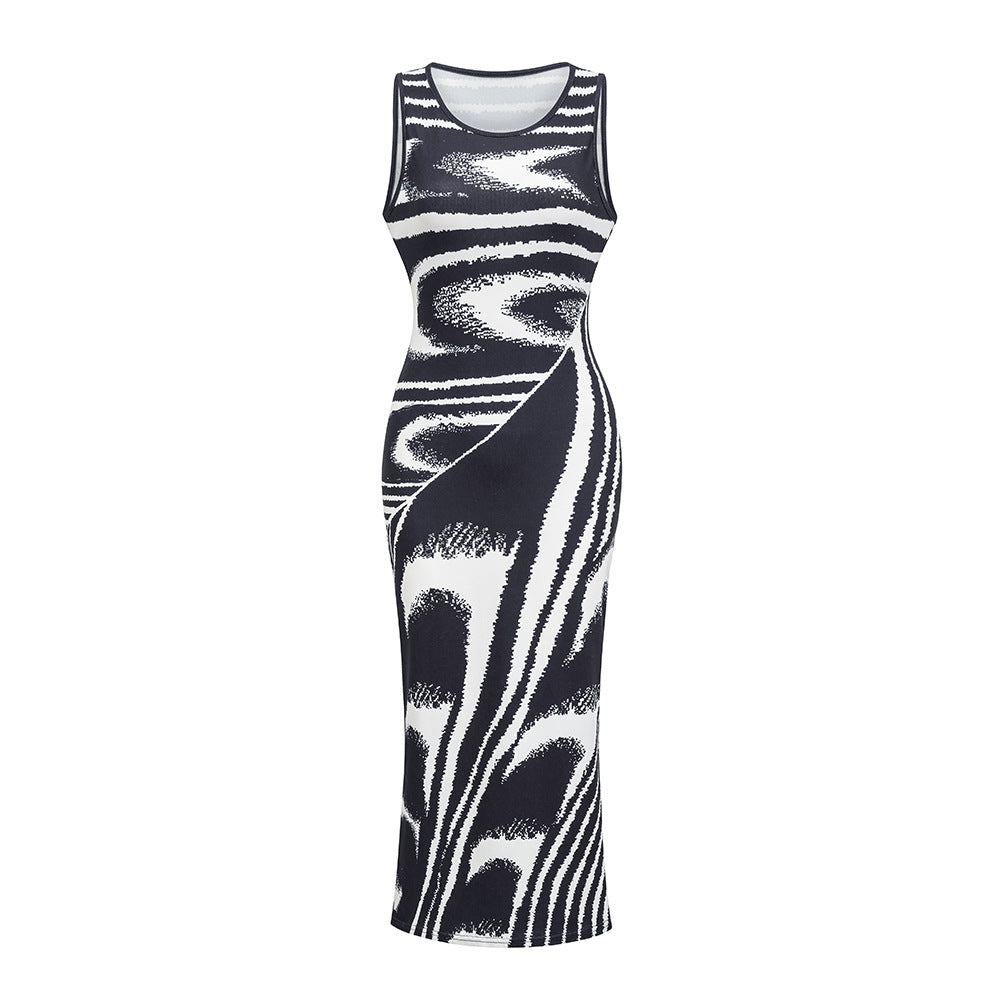 Damen Elegantes Maxikleid mit modernem Wellendesign Sovae
