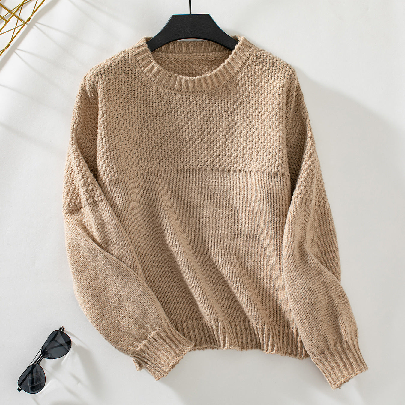 Damen modischer Strickpullover mit strukturiertem Design und lässigem Schnitt Sovae