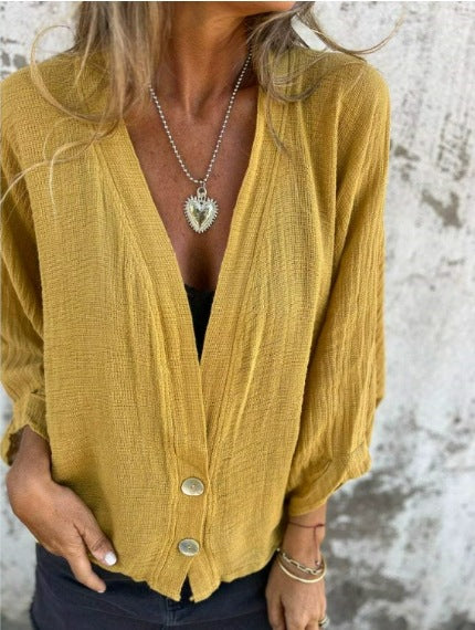 Damen lässige Oversized-Strickjacke mit Knopfdetails Sovae