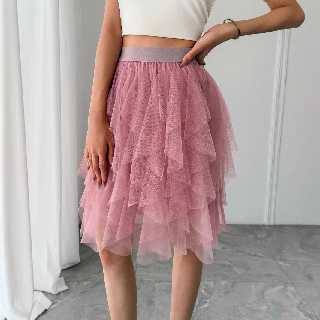 Damen Tüllrock mit Rüschen Sovae