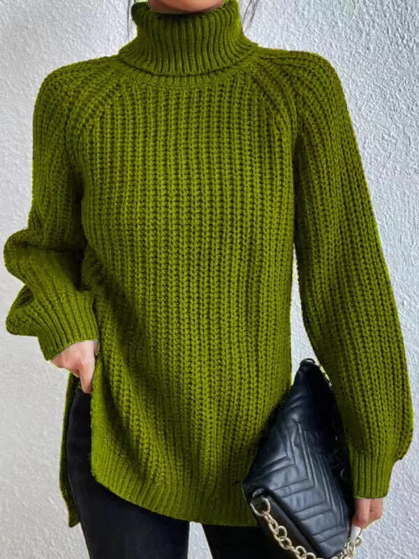 Damen gemütlicher Strickpullover mit Rollkragen und weitem Schnitt Sovae