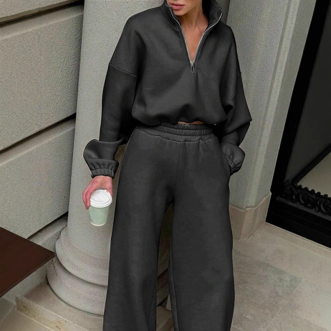 Damen Fleece-Hoodie mit halbem Reißverschluss Sovae