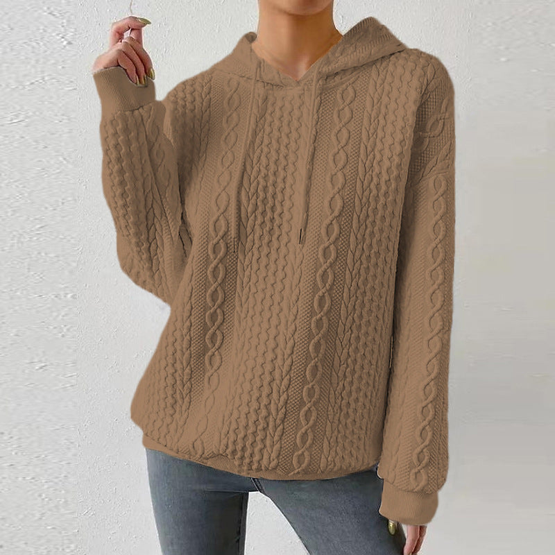 Damen Kuscheliger Strickpullover mit Kapuze Sovae
