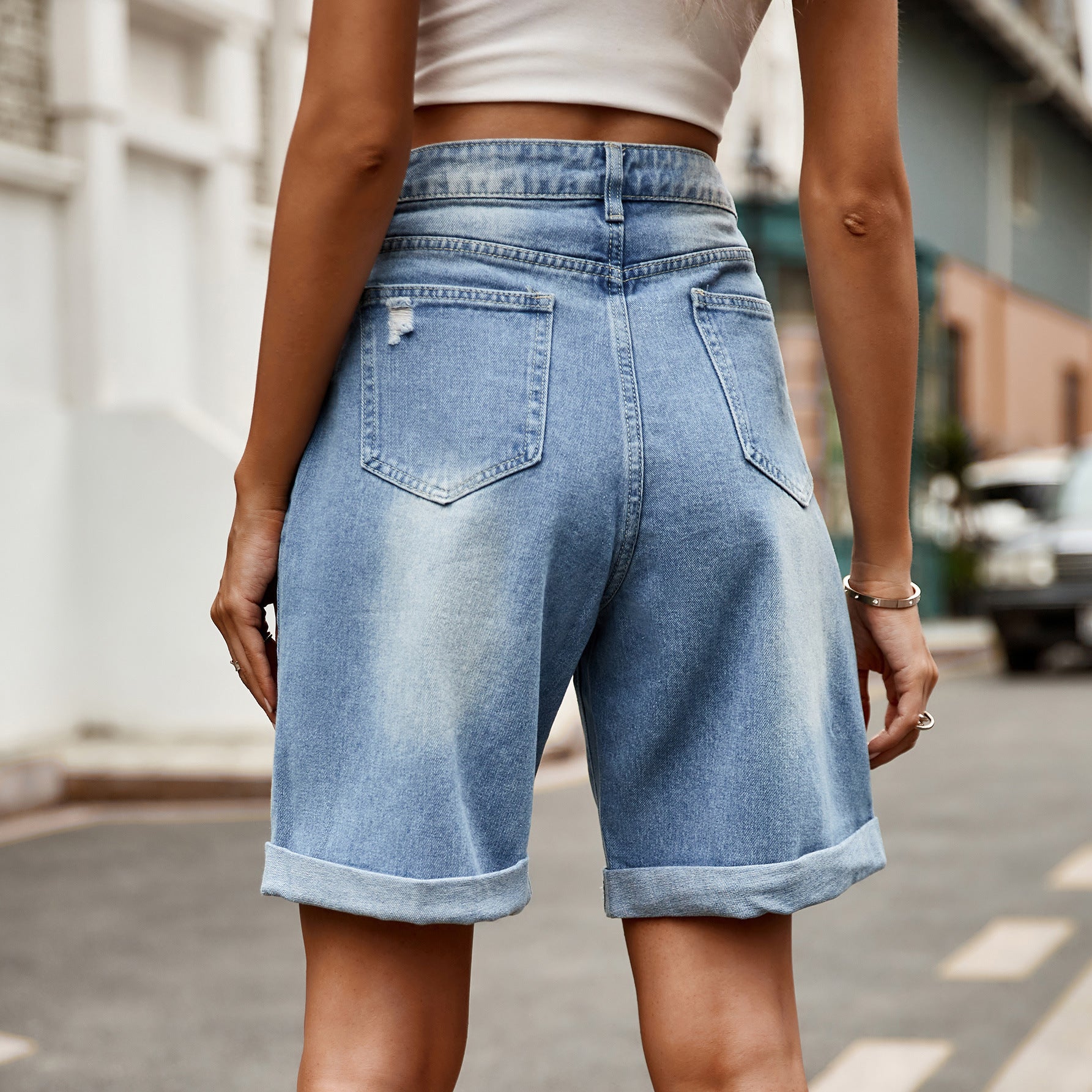 Damen Modische Denim-Shorts Sovae