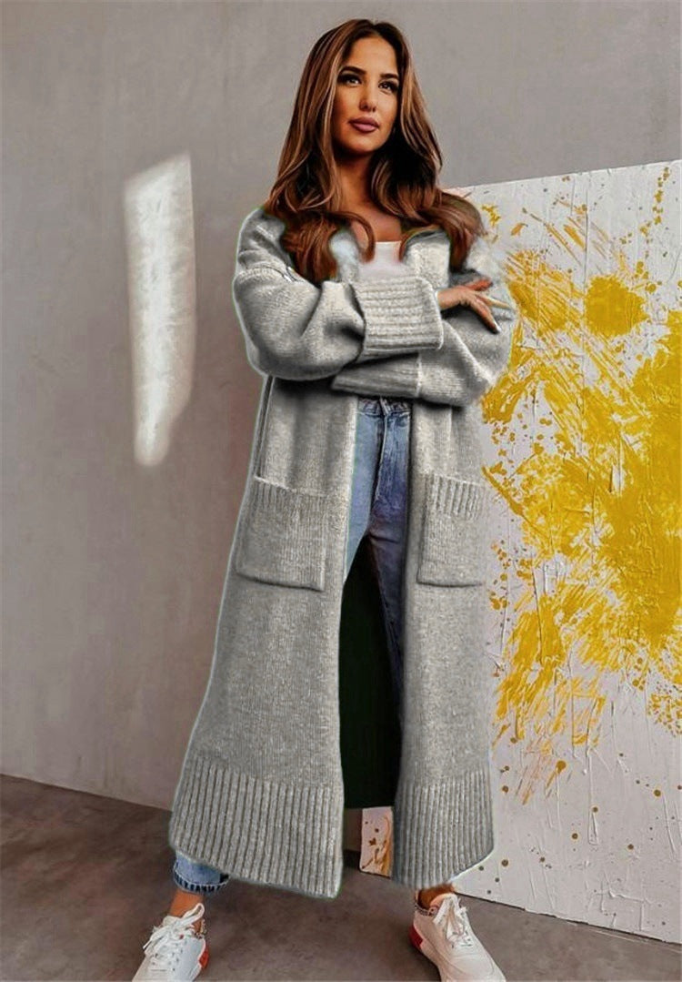 Damen Langer Strickcardigan mit praktischen Taschen und lässigem Schnitt Sovae