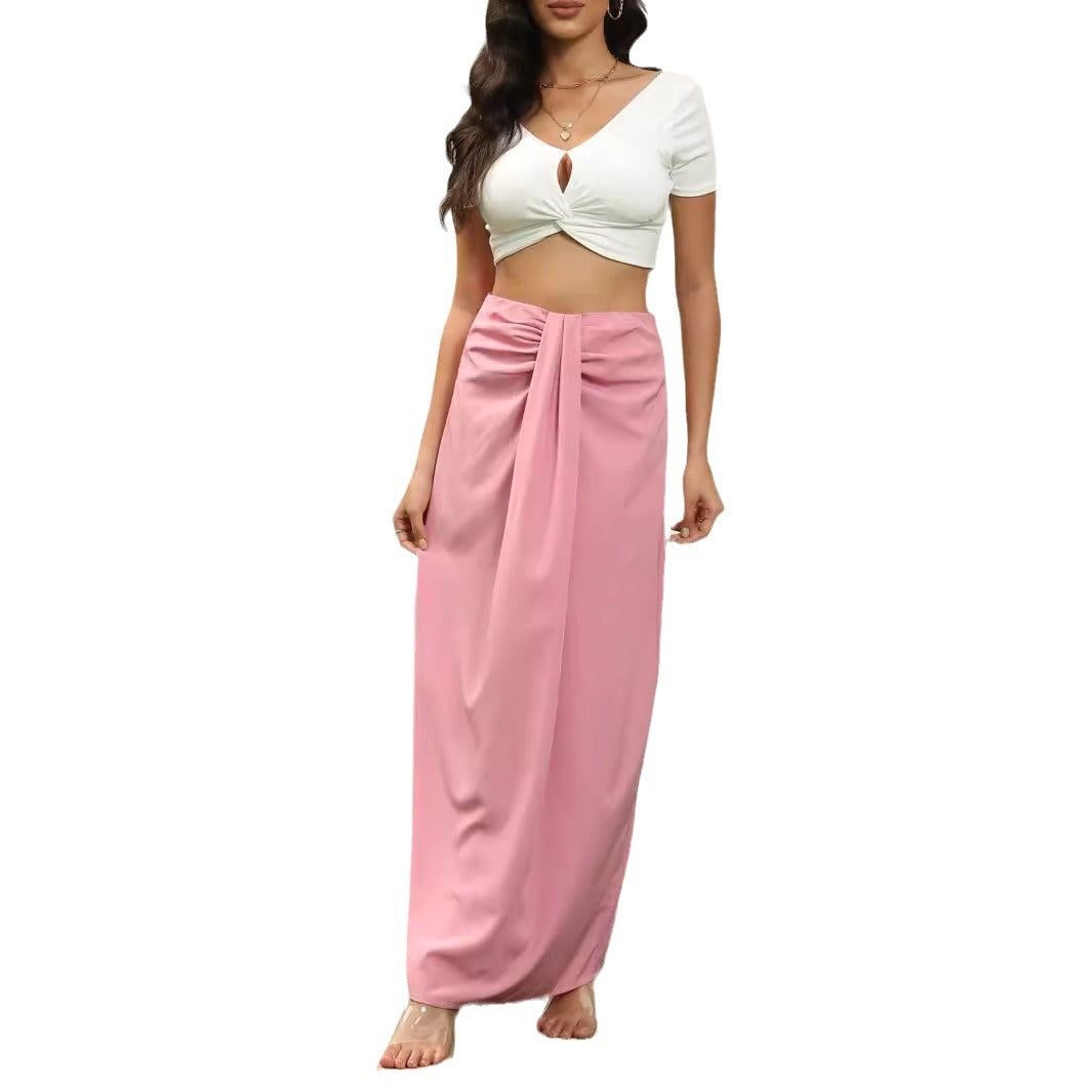 Damen Eleganter Maxirock mit dekorativem Knoten Sovae