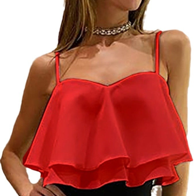 Damen luftiges Top mit Volants Sovae