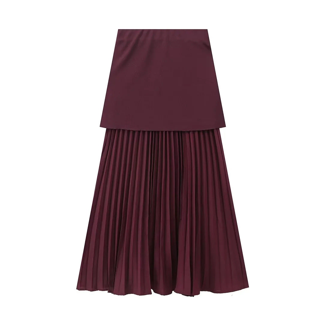 Damen plissierter Maxirock mit hohem Taillenbund und elegantem Faltenwurf Sovae