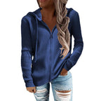 Damen lässige Strickjacke mit Kapuze und Rippenstruktur Sovae