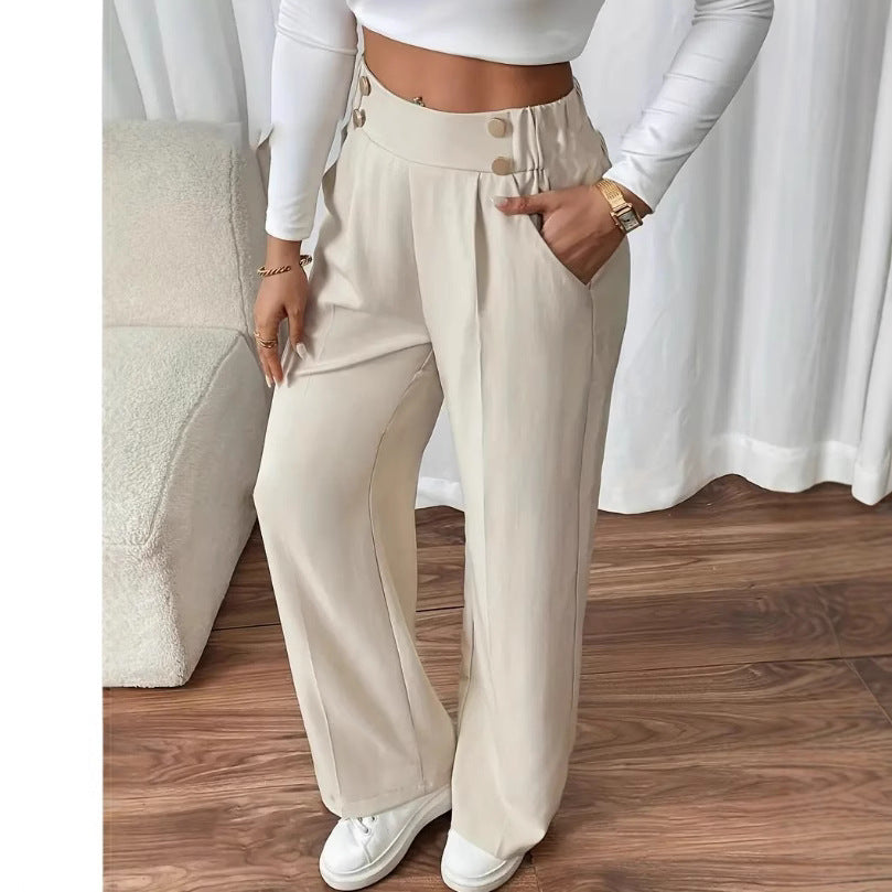 Damen Hochbundhose mit eleganter Knopfdetails Sovae