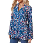 Damen Elegante Bluse mit floralem Muster und Umlegekragen Sovae